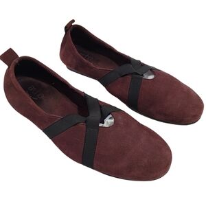 Arche Burgundy Suede Nubuck Flats Sz 41/8 Ballerina Old Money Quite Luxury Cozy